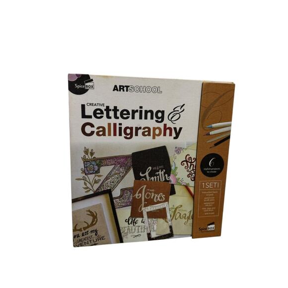 Calligraphy Kit Pens Pencils Paper Card Stock Instructions Art School Spice Box - Picture 1 of 2